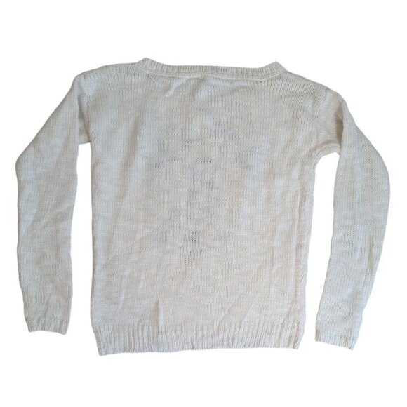 Aeropostale Womens Ivory White Pug Pullover Sweater M - Picture 3 of 4